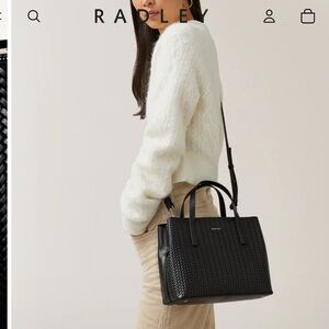 RADLEY LONDON Croc Embossed Black Ziptop Crossbody Satchel